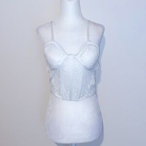 Charlotte Russe white lace mesh corset crop tank top